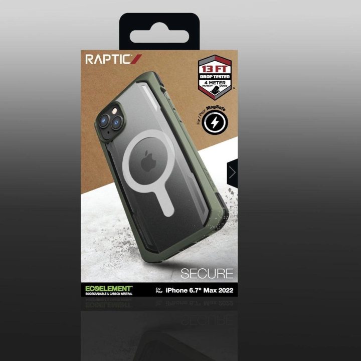 Raptic X-Doria saugus dėklas iPhone 14 Plus su MagSafe šarvuotu dangteliu, žalias