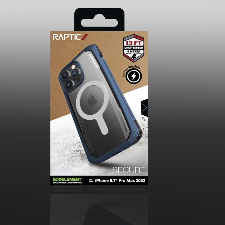 Raptic X-Doria saugus dėklas iPhone 14 Pro Max su MagSafe šarvuotu dangteliu, mėlynas