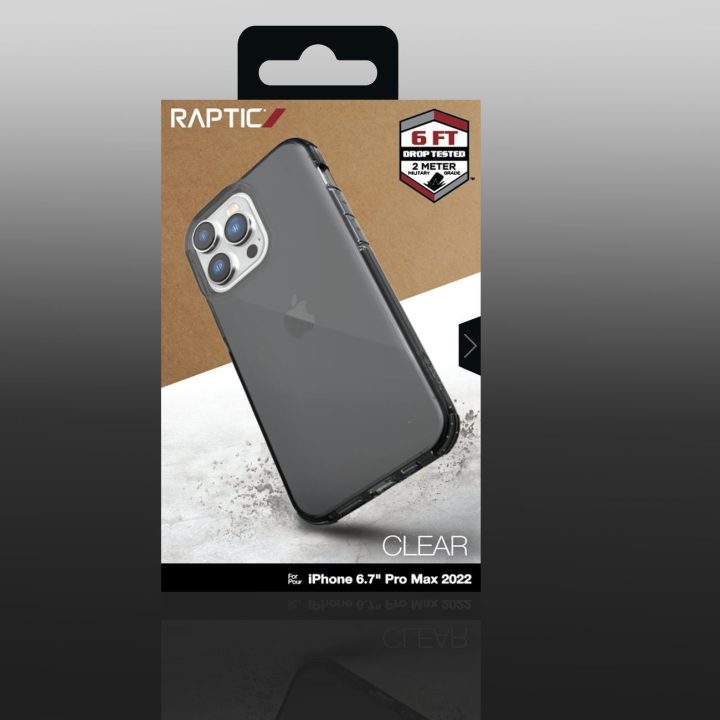 Raptic X-Doria skaidrus dėklas iPhone 14 Pro Max šarvuotas dangtelis juodas