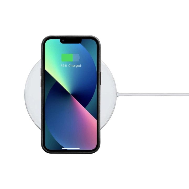 iCarer Oil Wax Premium odinis dėklas iPhone 14 Plus magnetinis odinis dėklas su MagSafe juodas (WMI14220703-BK)