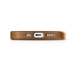 iCarer Oil Wax Premium odinis dėklas iPhone 14 Plus magnetinis odinis dėklas su MagSafe rudos spalvos (WMI14220703-TN)