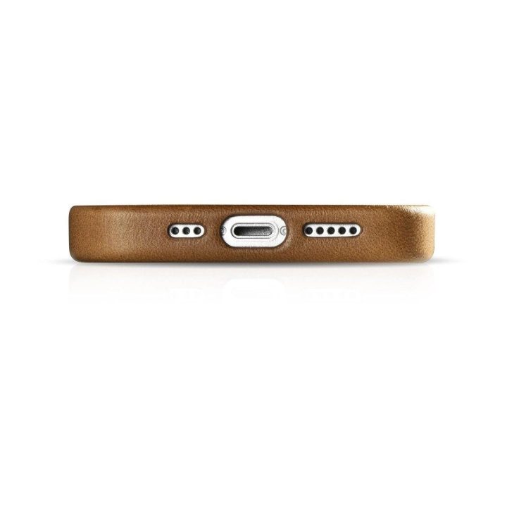 iCarer Oil Wax Premium odinis dėklas iPhone 14 Plus magnetinis odinis dėklas su MagSafe rudos spalvos (WMI14220703-TN)