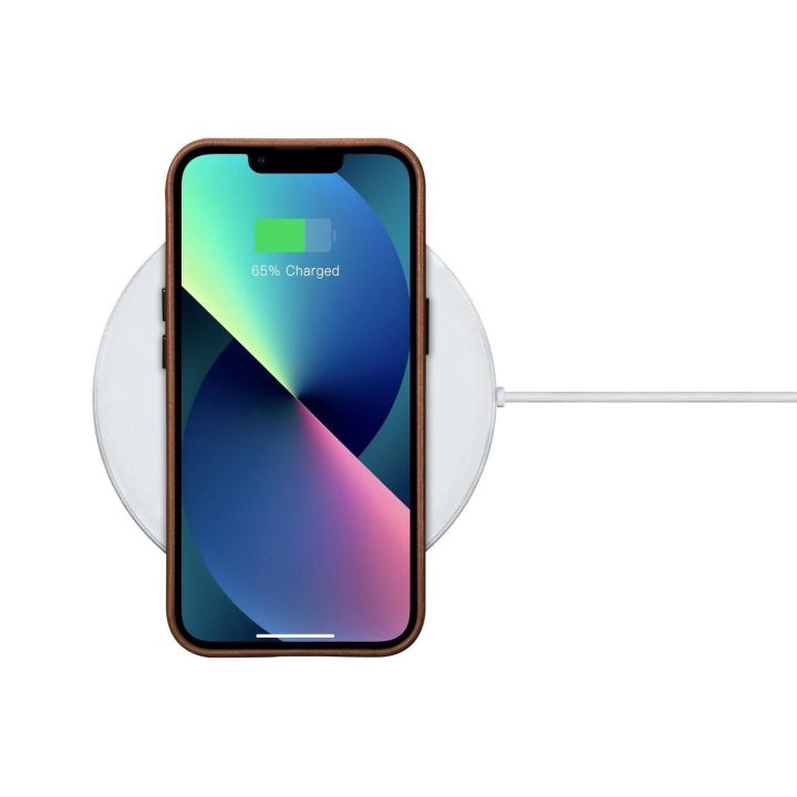 iCarer Oil Wax Premium odinis dėklas iPhone 14 Plus magnetinis odinis dėklas su MagSafe rudos spalvos (WMI14220703-RB)