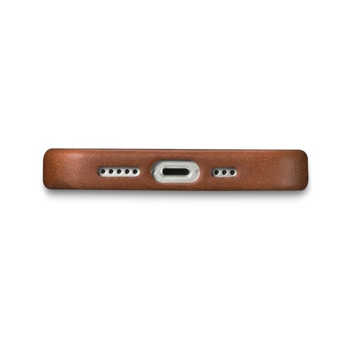 iCarer Oil Wax Premium odinis dėklas iPhone 14 Plus magnetinis odinis dėklas su MagSafe rudos spalvos (WMI14220703-RB)