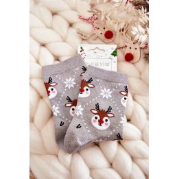 Moteriškos kalėdinės kojinės Shiny Reindeer Grey