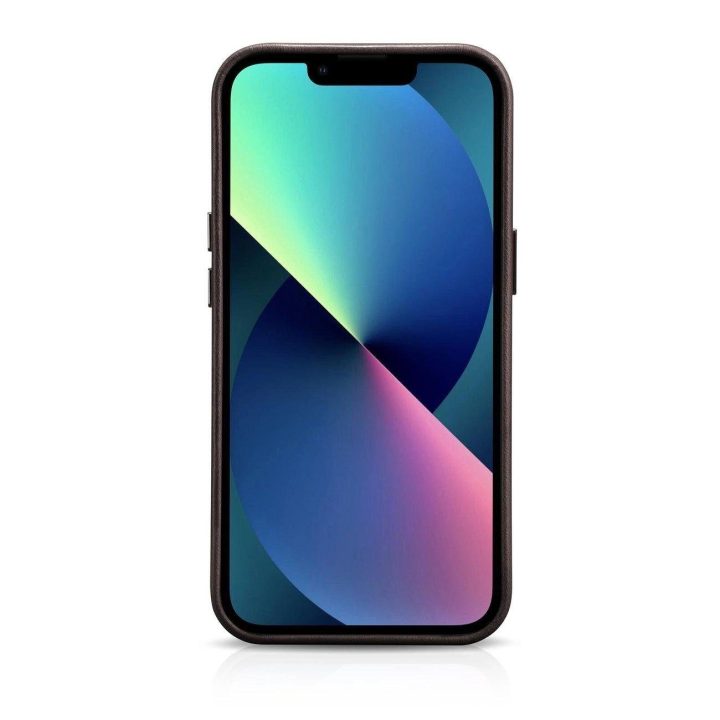 iCarer Oil Wax Premium odinis dėklas iPhone 14 Plus magnetinis odinis dėklas su MagSafe rudos spalvos (WMI14220703-BN)