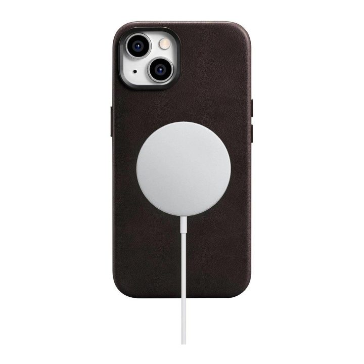 iCarer Oil Wax Premium odinis dėklas iPhone 14 Plus magnetinis odinis dėklas su MagSafe rudos spalvos (WMI14220703-BN)