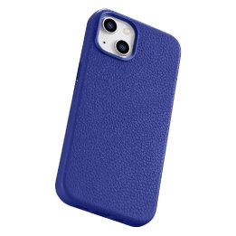 iCarer Litchi Premium odinis dėklas iPhone 14 magnetinis odinis dėklas su MagSafe tamsiai mėlynas (WMI14220709-DB)
