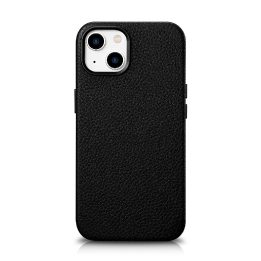 iCarer Litchi Premium odinis dėklas iPhone 14 Plus magnetinis odinis dėklas su MagSafe juodas (WMI14220711-BK)