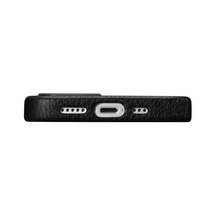 iCarer Litchi Premium odinis dėklas iPhone 14 Plus magnetinis odinis dėklas su MagSafe juodas (WMI14220711-BK)