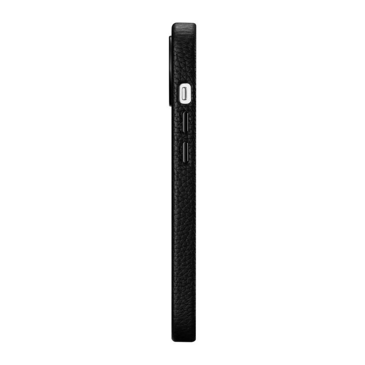 iCarer Litchi Premium odinis dėklas iPhone 14 Plus magnetinis odinis dėklas su MagSafe juodas (WMI14220711-BK)