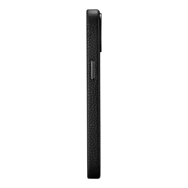 iCarer Litchi Premium odinis dėklas iPhone 14 Plus magnetinis odinis dėklas su MagSafe juodas (WMI14220711-BK)