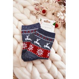 Moteriškos kalėdinės kojinės Shiny ReindeerNavy blue