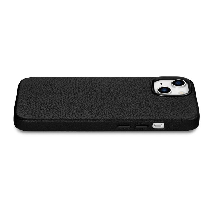 iCarer Litchi Premium odinis dėklas iPhone 14 Plus magnetinis odinis dėklas su MagSafe juodas (WMI14220711-BK)