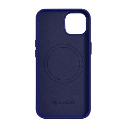 iCarer Litchi Premium odinis dėklas iPhone 14 Plus magnetinis odinis dėklas su MagSafe , tamsiai mėlynas (WMI14220711-DB)