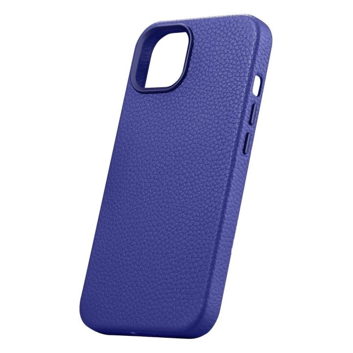 iCarer Litchi Premium odinis dėklas iPhone 14 Plus magnetinis odinis dėklas su MagSafe , tamsiai mėlynas (WMI14220711-DB)
