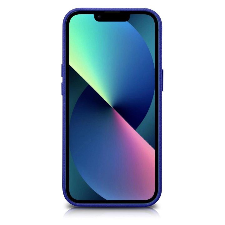 iCarer Litchi Premium odinis dėklas iPhone 14 Plus magnetinis odinis dėklas su MagSafe , tamsiai mėlynas (WMI14220711-DB)