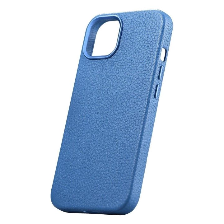 iCarer Litchi Premium odinis dėklas iPhone 14 Plus magnetinis odinis dėklas su MagSafe , šviesiai mėlynas (WMI14220711-LB)