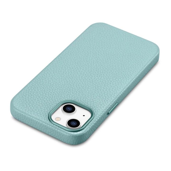 iCarer Litchi Premium odinis dėklas iPhone 14 Plus magnetinis odinis dėklas su MagSafe , žalias (WMI14220711-GN)