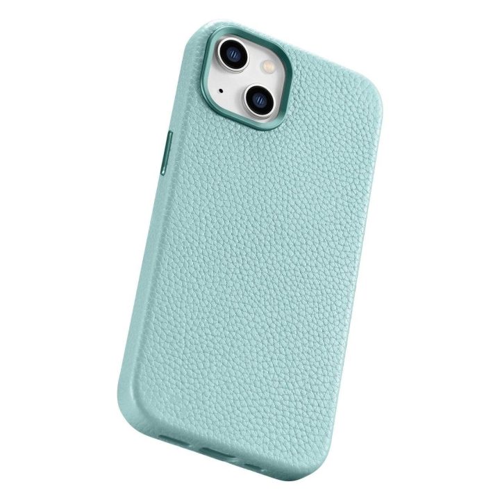 iCarer Litchi Premium odinis dėklas iPhone 14 Plus magnetinis odinis dėklas su MagSafe , žalias (WMI14220711-GN)