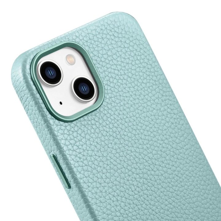 iCarer Litchi Premium odinis dėklas iPhone 14 Plus magnetinis odinis dėklas su MagSafe , žalias (WMI14220711-GN)