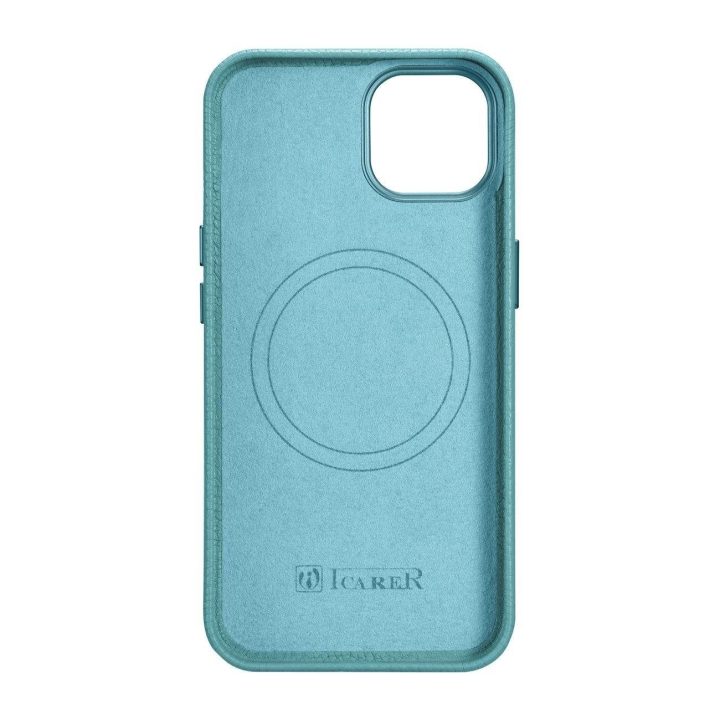 iCarer Litchi Premium odinis dėklas iPhone 14 Plus magnetinis odinis dėklas su MagSafe , žalias (WMI14220711-GN)