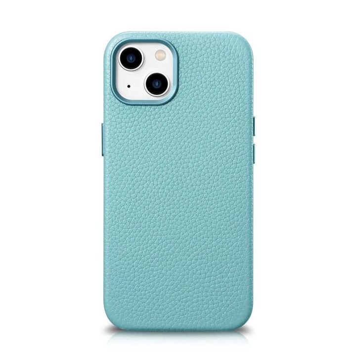 iCarer Litchi Premium odinis dėklas iPhone 14 Plus magnetinis odinis dėklas su MagSafe , žalias (WMI14220711-GN)