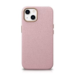iCarer Litchi Premium odinis dėklas iPhone 14 Plus magnetinis odinis dėklas su MagSafe Pink (WMI14220711-PK)