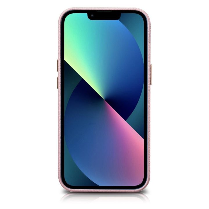 iCarer Litchi Premium odinis dėklas iPhone 14 Plus magnetinis odinis dėklas su MagSafe Pink (WMI14220711-PK)