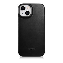 iCarer CE Oil Wax Premium Leather Folio Case odinis dėklas iPhone 14 Plus , magnetinis atlenkiamasis MagSafe , juodas (AKI142207