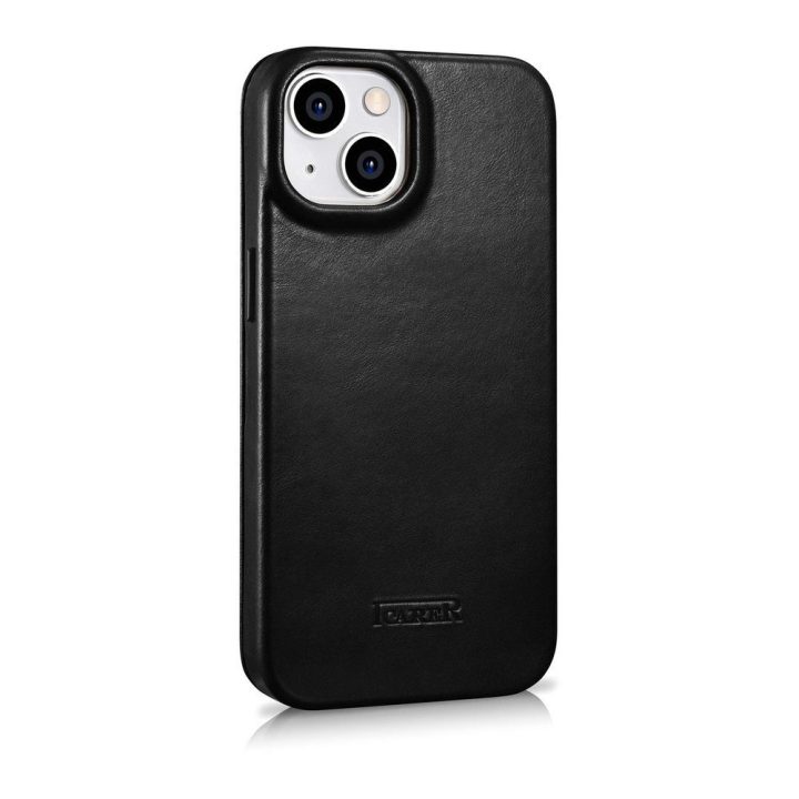 iCarer CE Oil Wax Premium Leather Folio Case odinis dėklas iPhone 14 Plus , magnetinis atlenkiamasis MagSafe , juodas (AKI142207