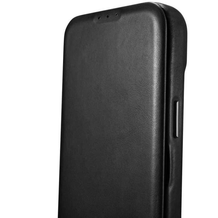 iCarer CE Oil Wax Premium Leather Folio Case odinis dėklas iPhone 14 Plus , magnetinis atlenkiamasis MagSafe , juodas (AKI142207