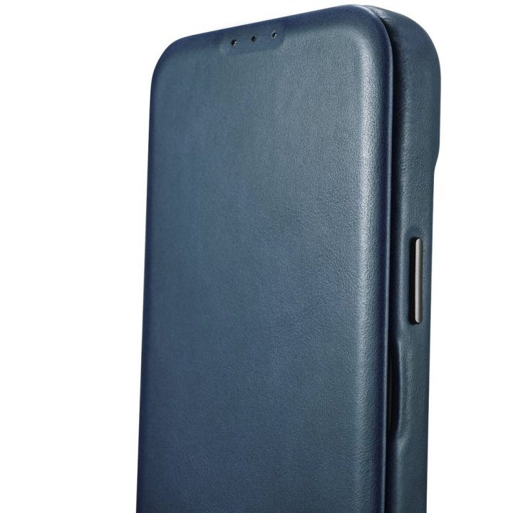 iCarer CE Oil Wax Premium Leather Folio dėklas iPhone 14 Plus , magnetinis atverčiamasis dėklas MagSafe , mėlynas (AKI14220707-B