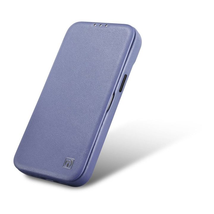 iCarer CE Premium Leather Folio dėklas iPhone 14 Pro Magnetinis atlenkiamas odinis Folio dėklas MagSafe Light Purple (WMI1422071