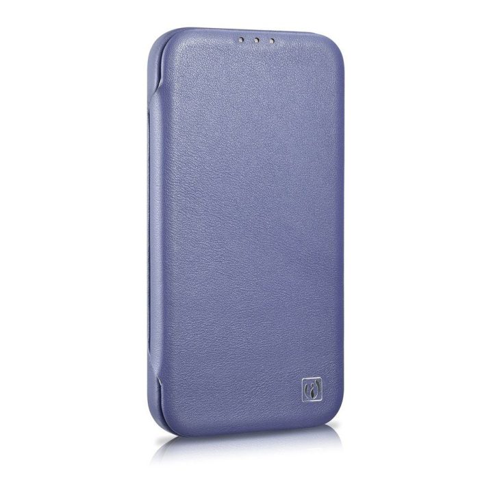 iCarer CE Premium Leather Folio dėklas iPhone 14 Pro Magnetinis atlenkiamas odinis Folio dėklas MagSafe Light Purple (WMI1422071