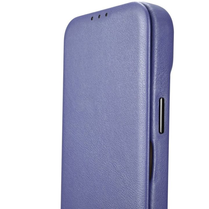 iCarer CE Premium Leather Folio dėklas iPhone 14 Pro Magnetinis atlenkiamas odinis Folio dėklas MagSafe Light Purple (WMI1422071
