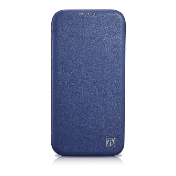 iCarer CE Premium Leather Folio dėklas iPhone 14 Pro Magnetinis atlenkiamas odinis Folio dėklas MagSafe Blue (WMI14220714-BU)