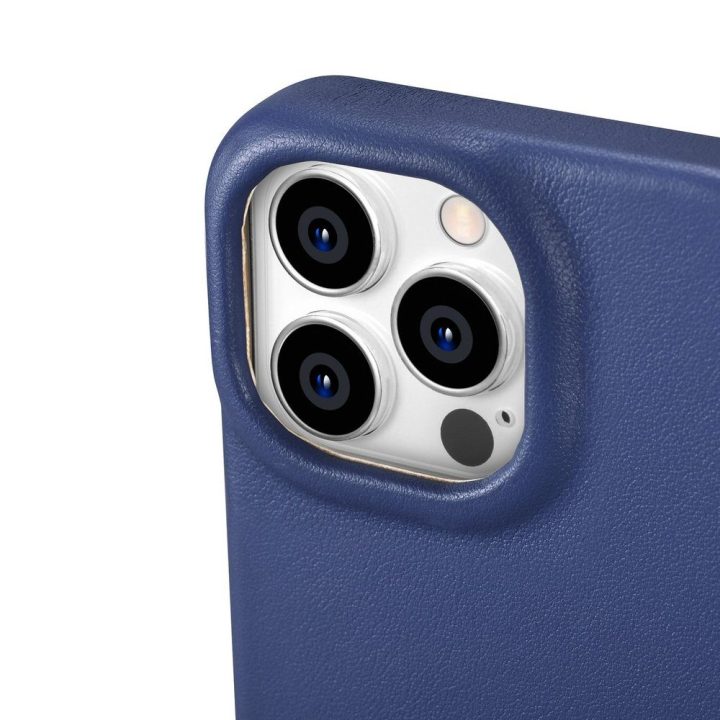 iCarer CE Premium Leather Folio dėklas iPhone 14 Pro Magnetinis atlenkiamas odinis Folio dėklas MagSafe Blue (WMI14220714-BU)