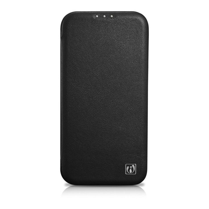 iCarer CE Premium Leather Folio dėklas iPhone 14 Plus , magnetinis atlenkiamas odinis dėklas MagSafe , juodas (WMI14220715-BK)