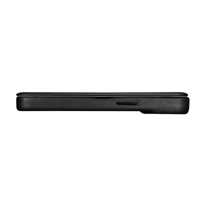 iCarer CE Premium Leather Folio dėklas iPhone 14 Plus , magnetinis atlenkiamas odinis dėklas MagSafe , juodas (WMI14220715-BK)