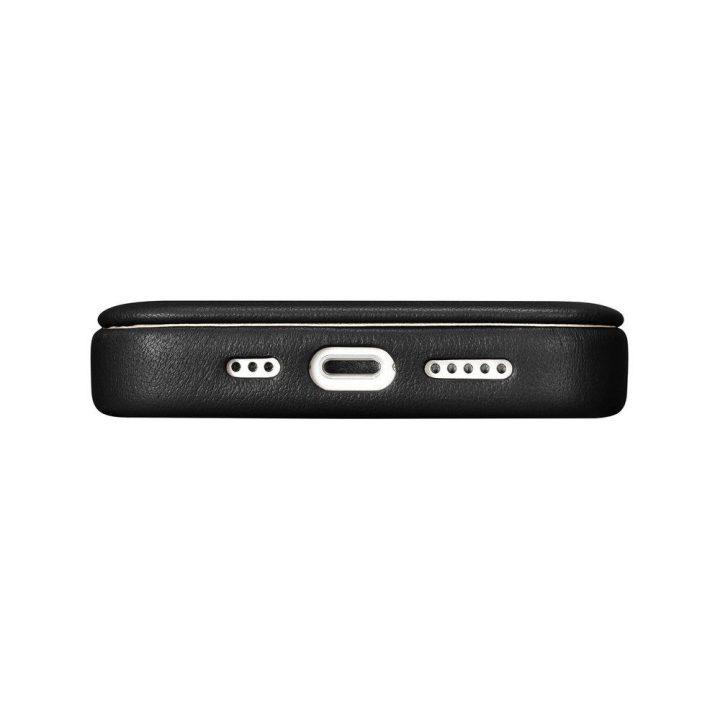 iCarer CE Premium Leather Folio dėklas iPhone 14 Plus , magnetinis atlenkiamas odinis dėklas MagSafe , juodas (WMI14220715-BK)