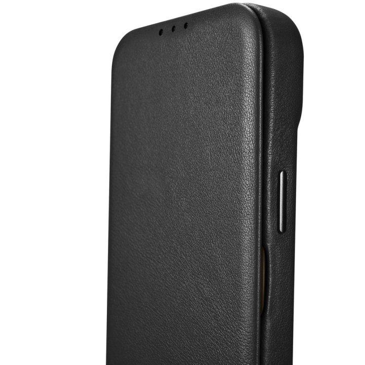 iCarer CE Premium Leather Folio dėklas iPhone 14 Plus , magnetinis atlenkiamas odinis dėklas MagSafe , juodas (WMI14220715-BK)