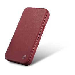 iCarer CE Premium Leather Folio dėklas iPhone 14 Plus , magnetinis atlenkiamas odinis dėklas MagSafe , raudonas (WMI14220715-RD)