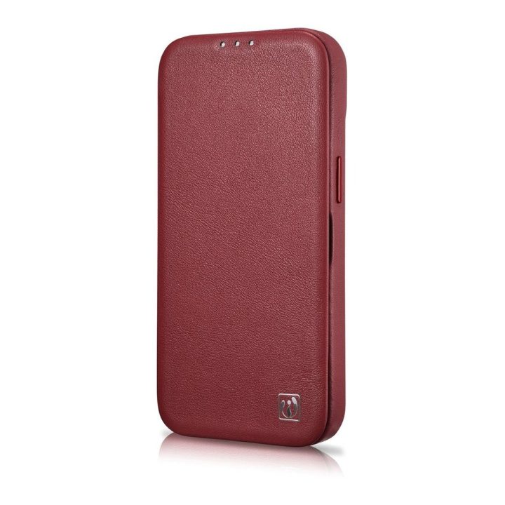 iCarer CE Premium Leather Folio dėklas iPhone 14 Plus , magnetinis atlenkiamas odinis dėklas MagSafe , raudonas (WMI14220715-RD)