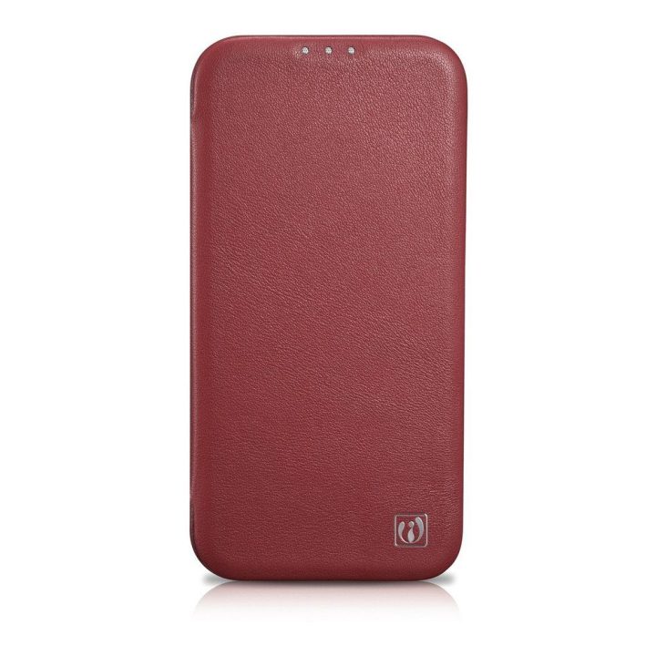iCarer CE Premium Leather Folio dėklas iPhone 14 Plus , magnetinis atlenkiamas odinis dėklas MagSafe , raudonas (WMI14220715-RD)