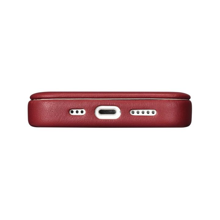 iCarer CE Premium Leather Folio dėklas iPhone 14 Plus , magnetinis atlenkiamas odinis dėklas MagSafe , raudonas (WMI14220715-RD)