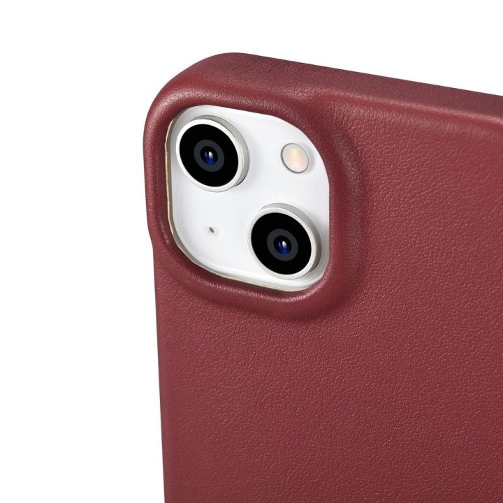 iCarer CE Premium Leather Folio dėklas iPhone 14 Plus , magnetinis atlenkiamas odinis dėklas MagSafe , raudonas (WMI14220715-RD)