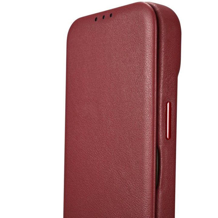 iCarer CE Premium Leather Folio dėklas iPhone 14 Plus , magnetinis atlenkiamas odinis dėklas MagSafe , raudonas (WMI14220715-RD)