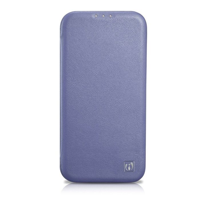 iCarer CE Premium odinis iPhone 14 Plus dėklas su magnetiniu atlenkiamu odiniu Folio dėklu MagSafe Light Purple (WMI14220715-LP)