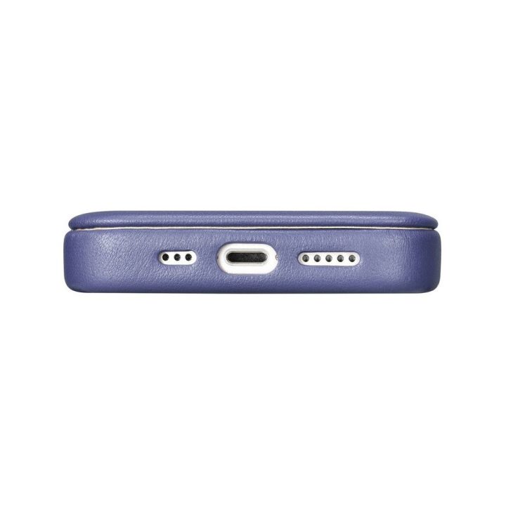 iCarer CE Premium odinis iPhone 14 Plus dėklas su magnetiniu atlenkiamu odiniu Folio dėklu MagSafe Light Purple (WMI14220715-LP)